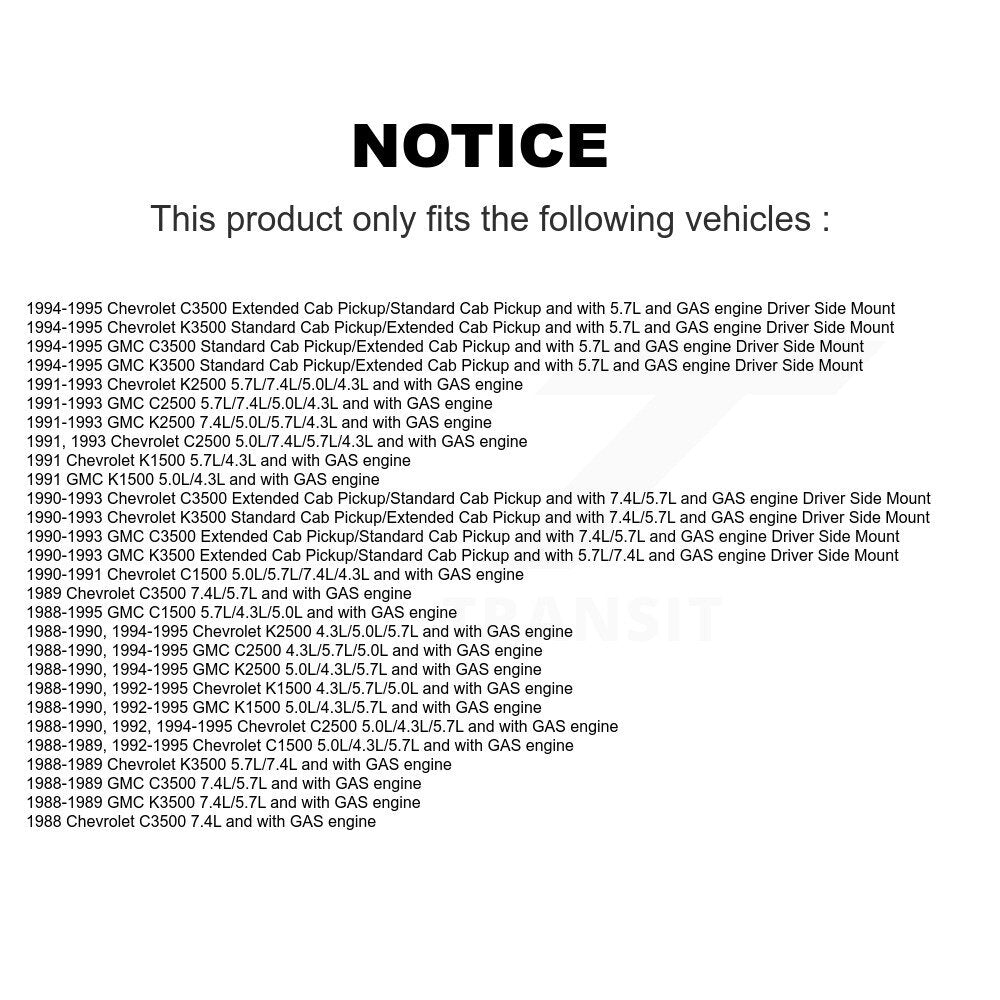 Fuel Pump Sender Assembly Left AGY-00310259 For Chevrolet GMC C1500 K1500 K2500