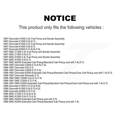 Fuel Pump Sender Assembly AGY-00310260 For Chevrolet GMC K1500 C1500 K2500 C2500
