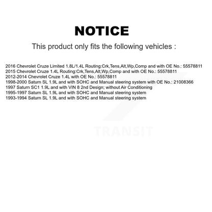 Accessory Drive Belt BAN-5PK1400 For Chevrolet Cruze Limited Saturn SL SC1