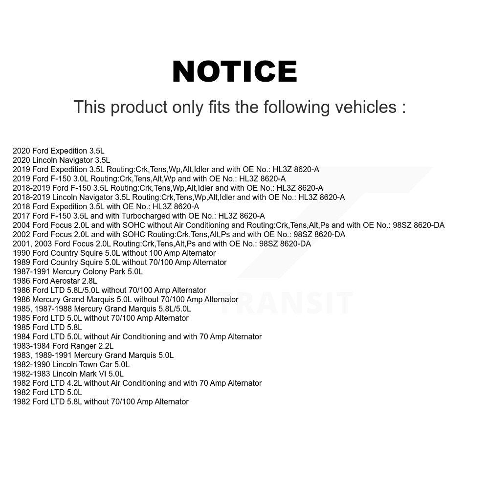 Accessory Drive Belt BAN-6PK1270 For Ford F-150 Focus Expedition Lincoln Town VI