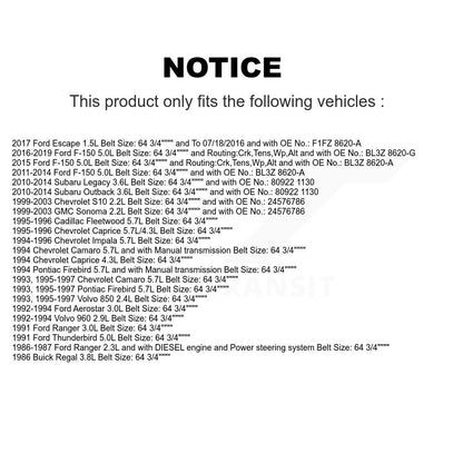 Accessory Drive Belt BAN-6PK1625 For Ford F-150 Escape Subaru Outback Chevrolet