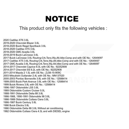 Accessory Drive Belt BAN-6PK1840 For Cadillac Mazda 2 XT5 GMC Acadia Chevrolet