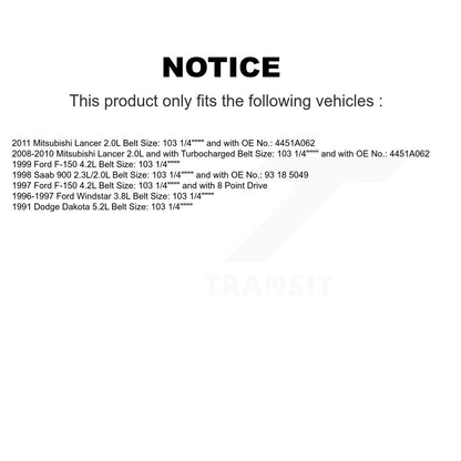 Accessory Drive Belt BAN-6PK2620 For Mitsubishi Lancer Ford F-150 Dodge Dakota