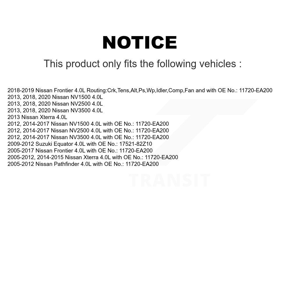 Accessory Drive Belt BAN-7PK2217 For Nissan Frontier Pathfinder Xterra NV2500