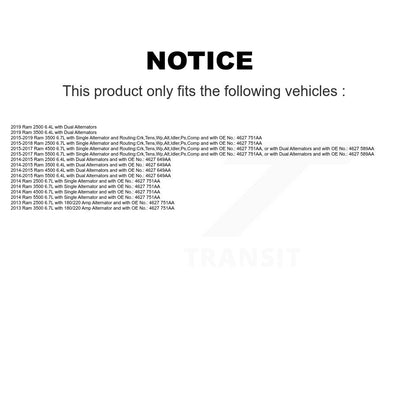 Accessory Drive Belt Alternator BAN-8PK3160 For Ram 2500 3500 4500 5500
