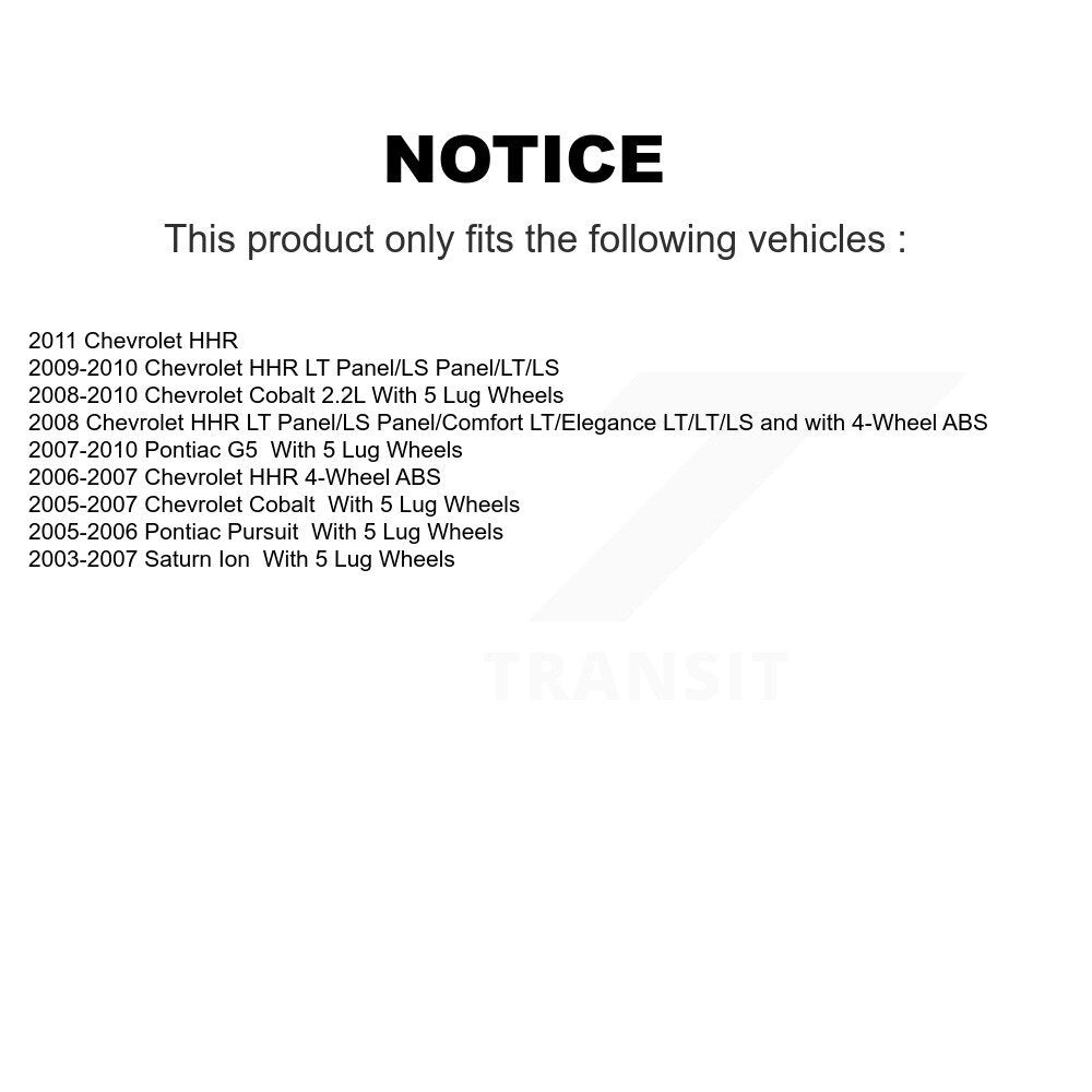 Wheel Bearing Hub Assembly Front Pair For Chevrolet Cobalt Pontiac G5 Saturn Ion
