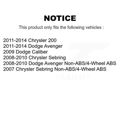 Wheel Bearing And Hub Assembly Front Pair For Chrysler 200 Dodge Avenger Sebring