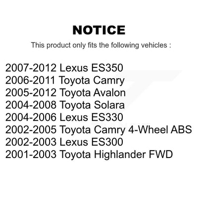 Wheel Bearing And Hub Assembly Rear Kit For Toyota Camry Lexus ES350 Highlander