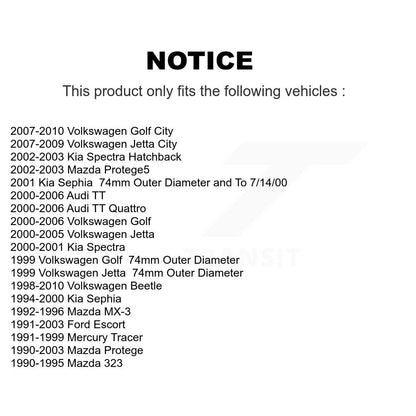 Wheel Bearing Front Pair For Volkswagen Jetta Golf Beetle City Mazda Protege TT