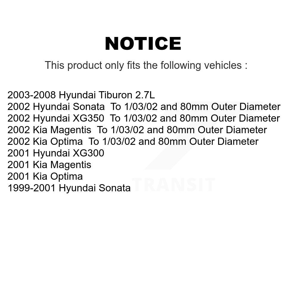 Wheel Bearing Front Pair For Hyundai Tiburon Sonata Kia Optima XG350 XG300
