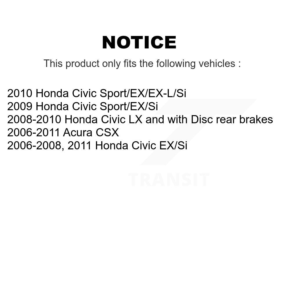 Wheel Bearing And Hub Assembly Rear Pair For Honda Civic Acura CSX
