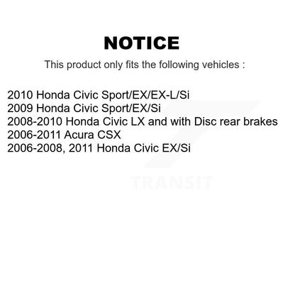 Wheel Bearing And Hub Assembly Rear Pair For Honda Civic Acura CSX