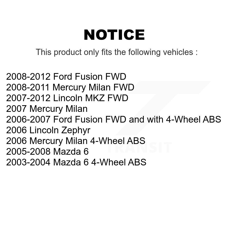 Wheel Bearing Hub Assembly Rear Pair For Ford Fusion Mazda 6 Lincoln MKZ Zephyr