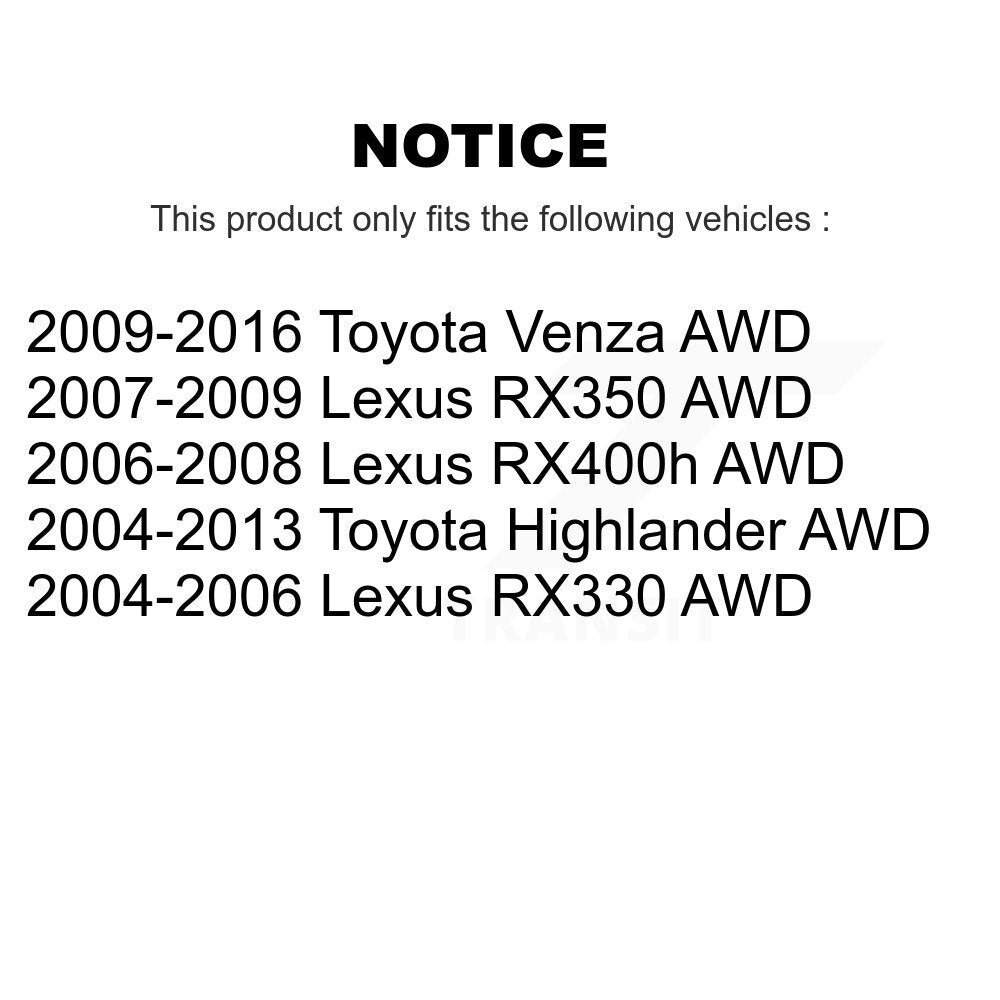 Wheel Bearing Hub Assembly Rear Pair For Toyota Venza Highlander Lexus RX350 AWD