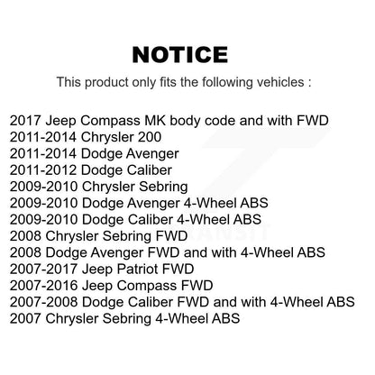 Wheel Bearing Hub Assembly Rear Pair For Jeep Patriot Dodge Chrysler Compass 200
