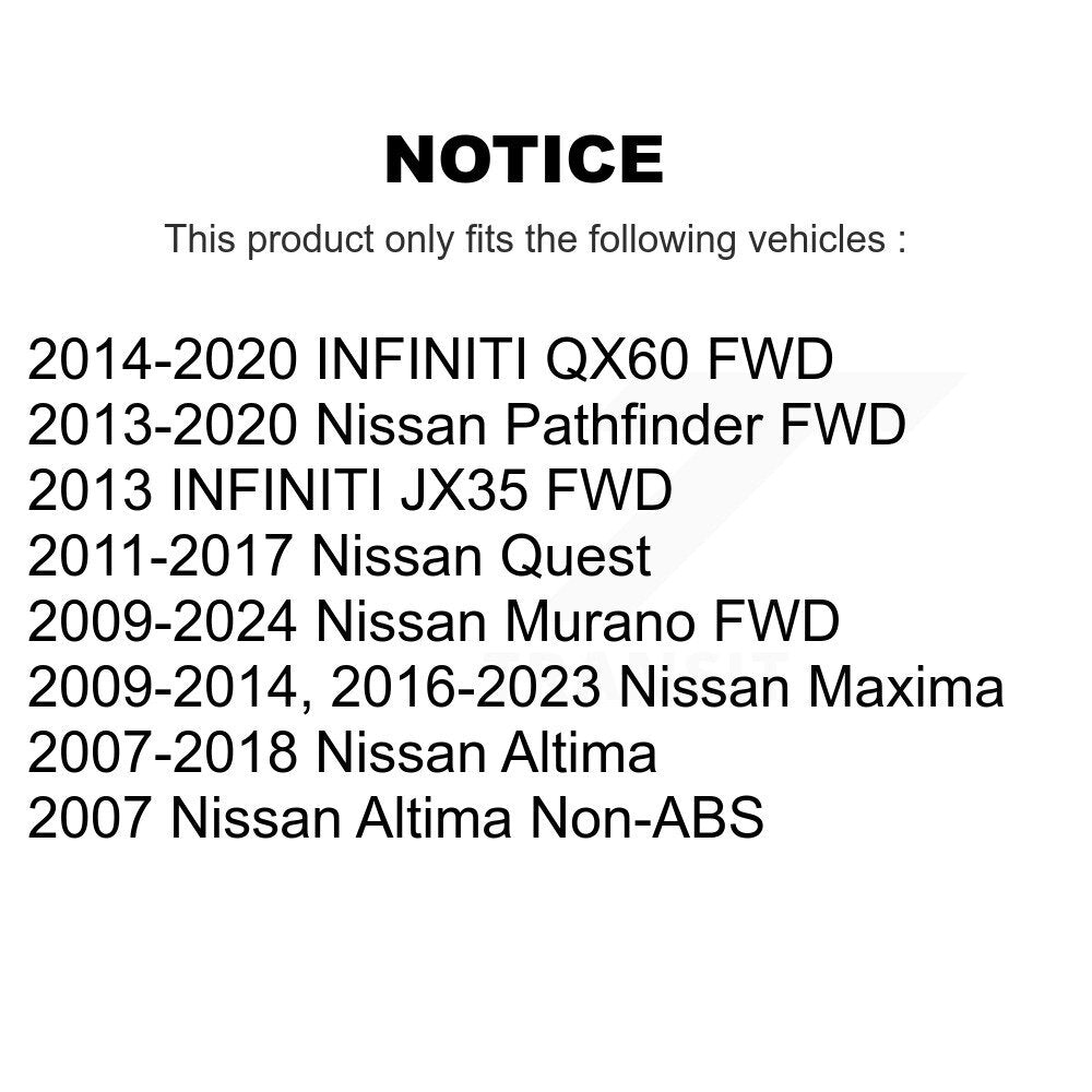 Wheel Bearing & Hub Assembly Rear Pair For Nissan Murano Altima Pathfinder QX60