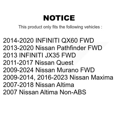 Wheel Bearing & Hub Assembly Rear Pair For Nissan Murano Altima Pathfinder QX60