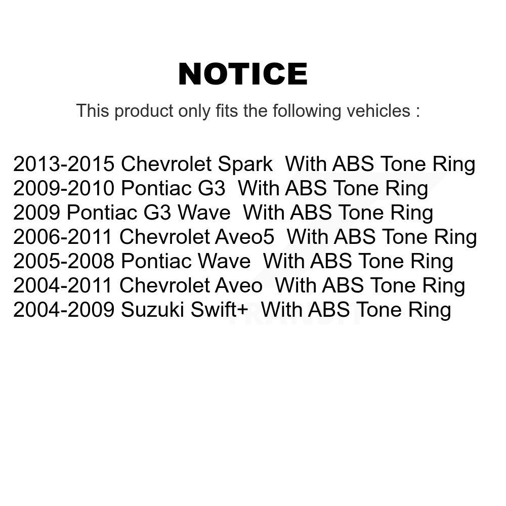 Wheel Bearing Hub Assembly Rear Pair For Chevrolet Aveo Pontiac Aveo5 Wave Spark