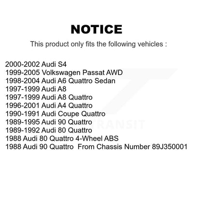 Wheel Bearing Rear Pair For Volkswagen Passat Audi A4 Quattro A6 S4 90 Coupe A8