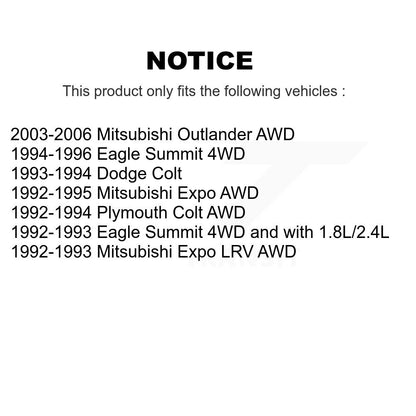 Wheel Bearing Rear Pair For Mitsubishi Outlander Colt Plymouth Eagle Summit Expo