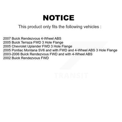 Wheel Bearing & Hub Assembly Front Rear Kit For Buick Rendezvous Pontiac Montana