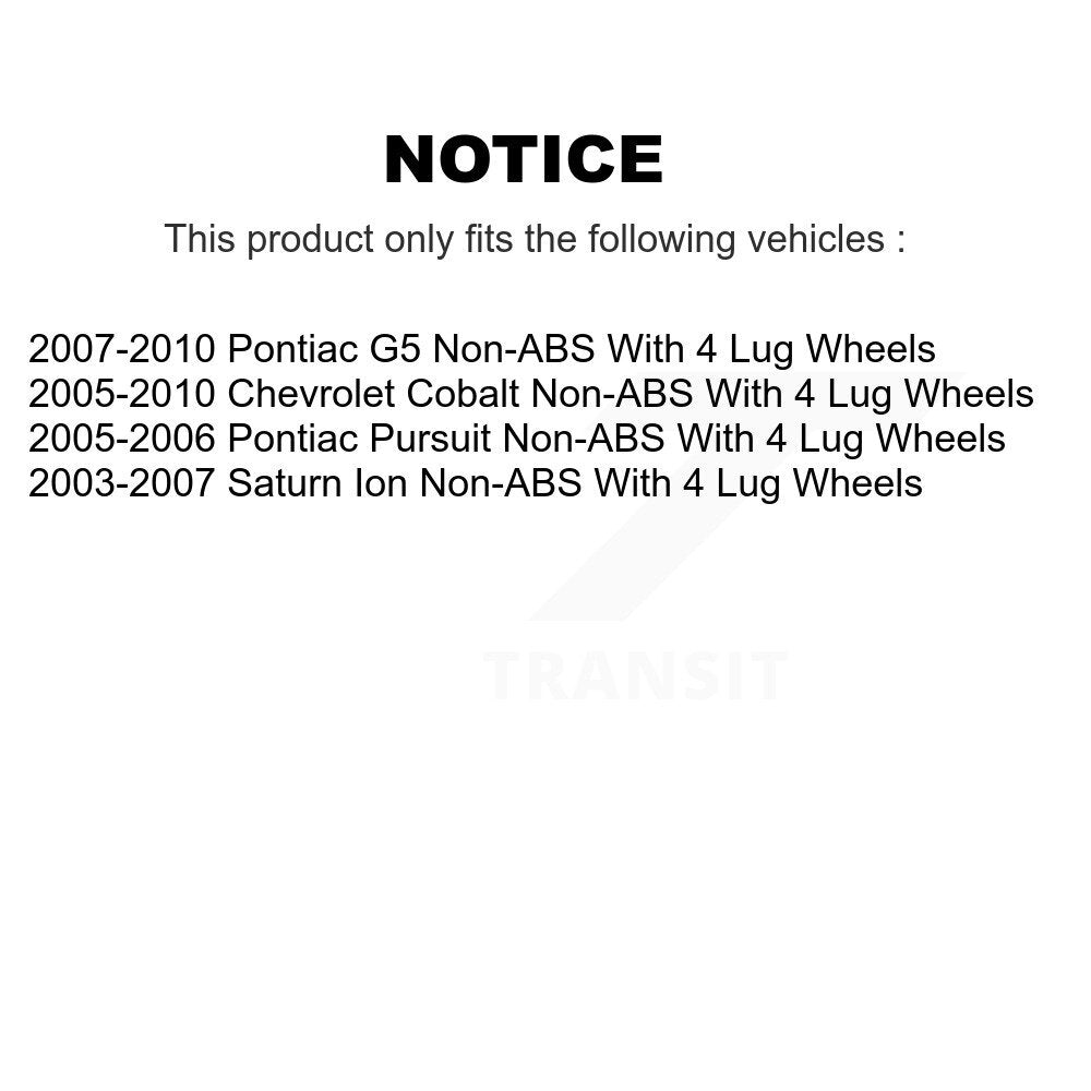 Wheel Bearing Hub Assembly Front Rear Kit For Chevrolet Cobalt Pontiac G5 Saturn