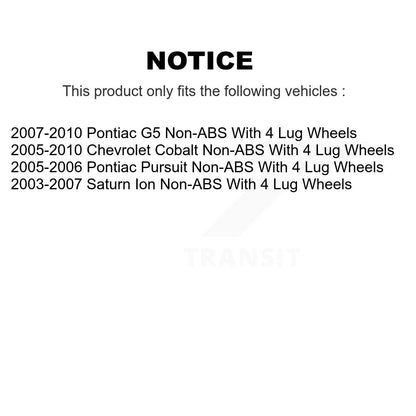 Wheel Bearing Hub Assembly Front Rear Kit For Chevrolet Cobalt Pontiac G5 Saturn