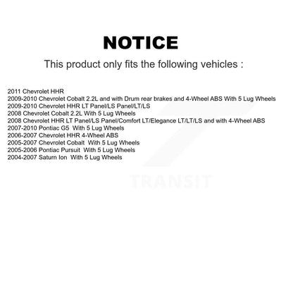 Wheel Bearing Hub Assembly Front Rear Kit For Chevrolet Cobalt Pontiac G5 Saturn