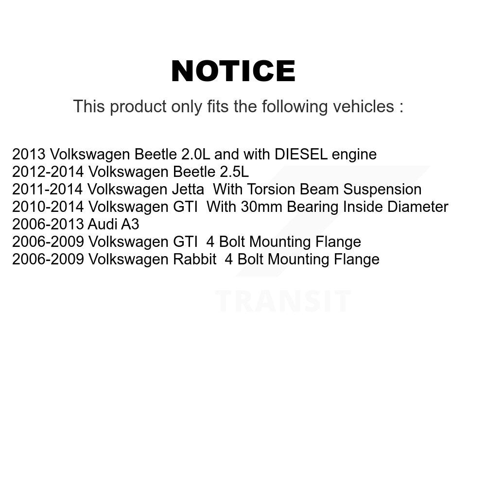 Wheel Bearing Hub Assembly Front Rear Kit For Volkswagen Jetta Rabbit GTI Beetle