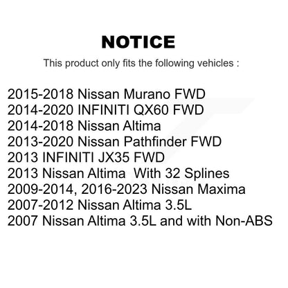 Wheel Bearing & Hub Assembly Front Rear Kit For Nissan Altima Pathfinder Murano