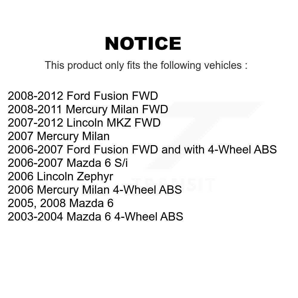 Wheel Bearing & Hub Assembly Front Rear Kit For Ford Fusion Mazda 6 Lincoln MKZ