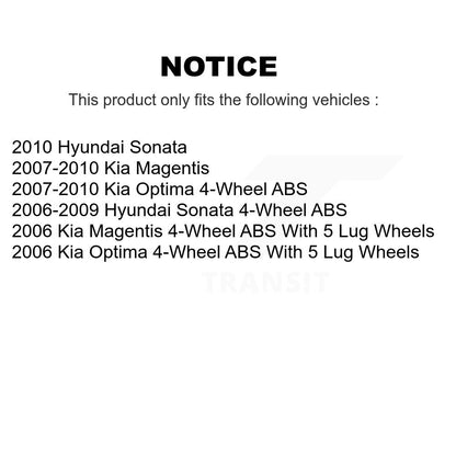 Wheel Bearing Hub Assembly Front Rear Kit For Hyundai Sonata Kia Optima Magentis