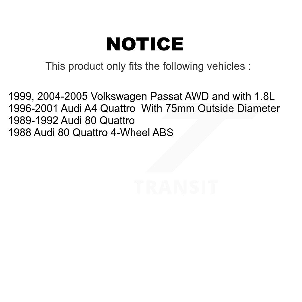 Wheel Bearing Front Rear Kit For Volkswagen Passat Audi A4 Quattro 80