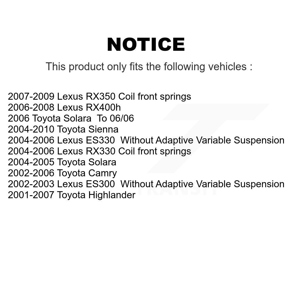 Suspension Strut Shock Mounting Front Pair For Toyota Sienna Camry Lexus RX350