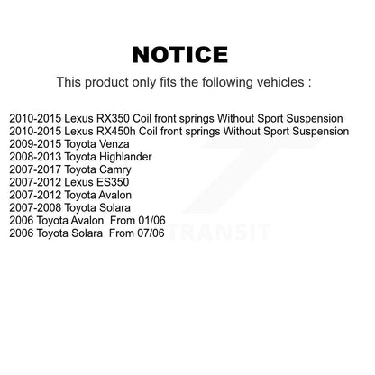 Suspension Strut Shock Mounting Front Pair For Toyota Camry Lexus Venza RX350