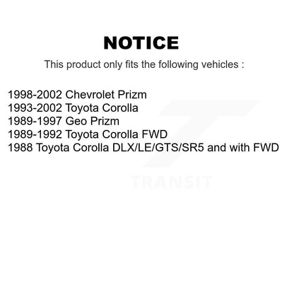 Suspension Strut Shock Mounting Rear Pair For Toyota Corolla Prizm Geo Chevrolet
