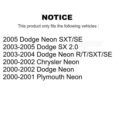 Suspension Strut Shock Mounting Rear Pair For Neon Dodge Chrysler Plymouth SX