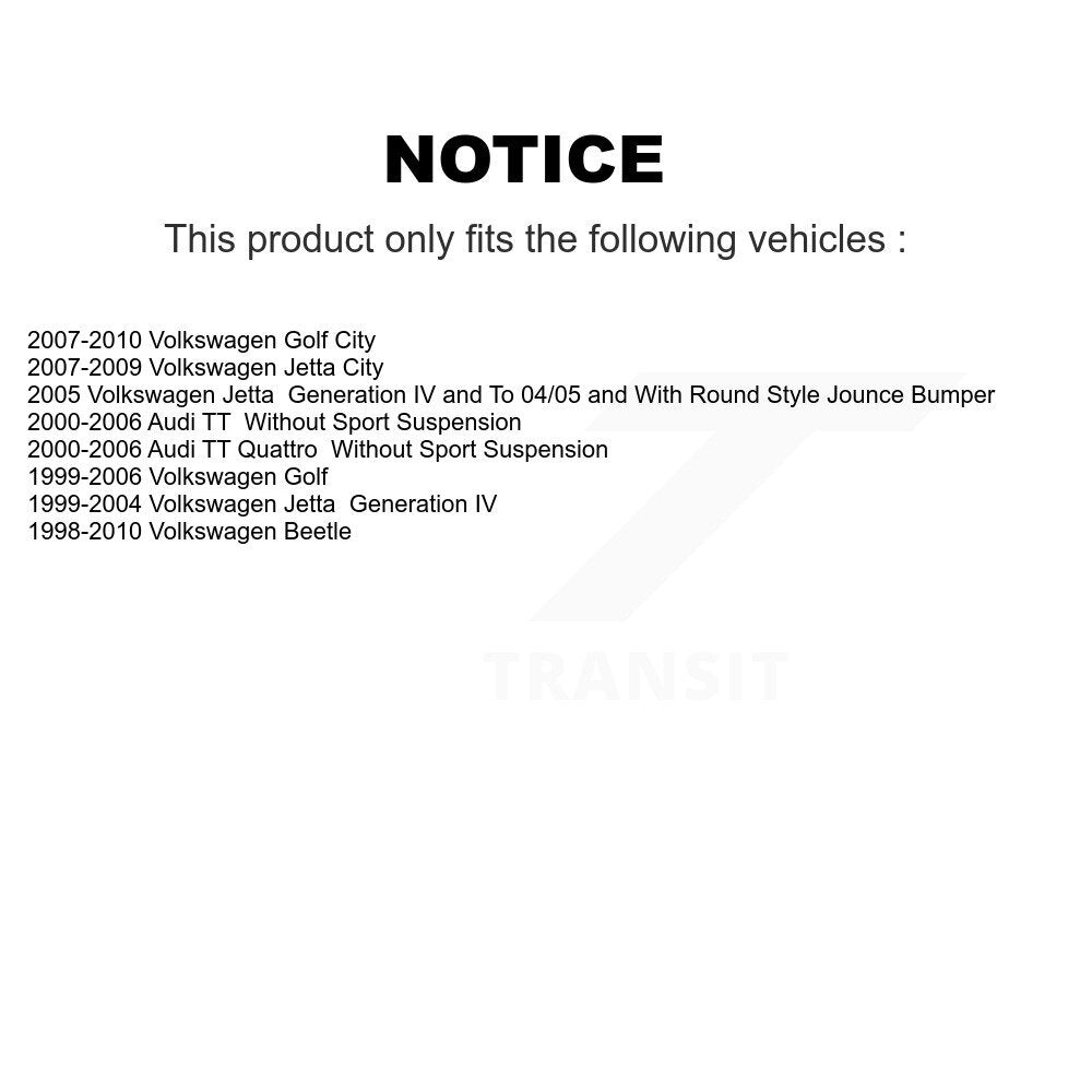 Suspension Strut Shock Mounting Rear Pair For Volkswagen Jetta Golf Beetle City