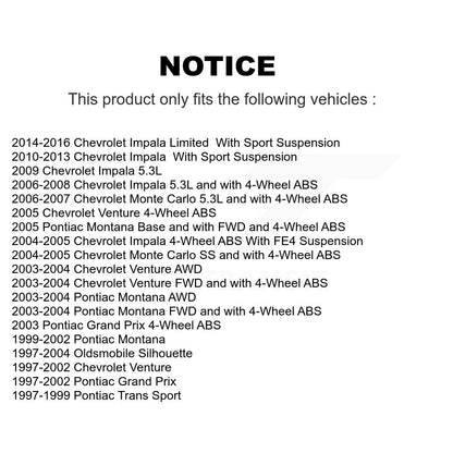 Wheel Bearing Tie Rod End Front Kit For Chevrolet Impala Pontiac Montana Venture