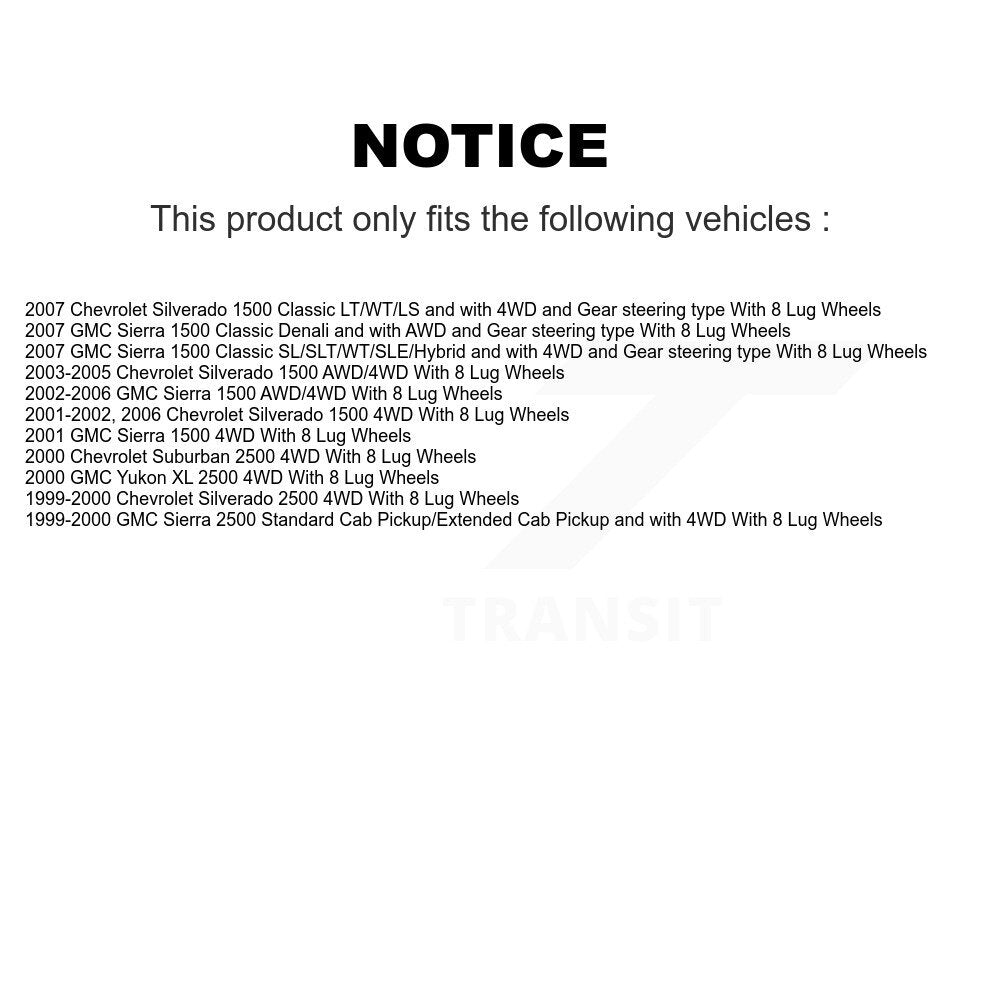 Wheel Bearing Tie Rod End Front Kit For Chevrolet GMC Silverado 1500 Sierra 2500