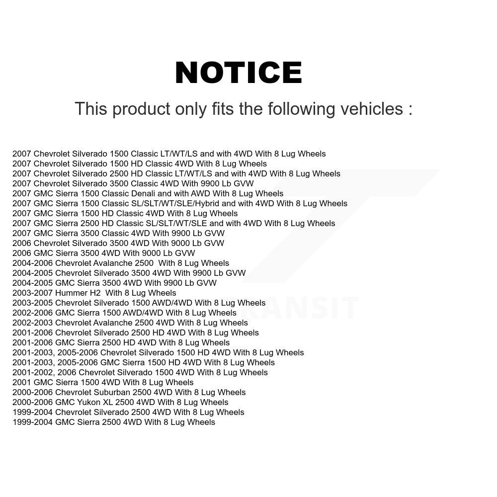Hub Bearing Assembly Link Front Kit For Chevrolet GMC Silverado 1500 Sierra 2500