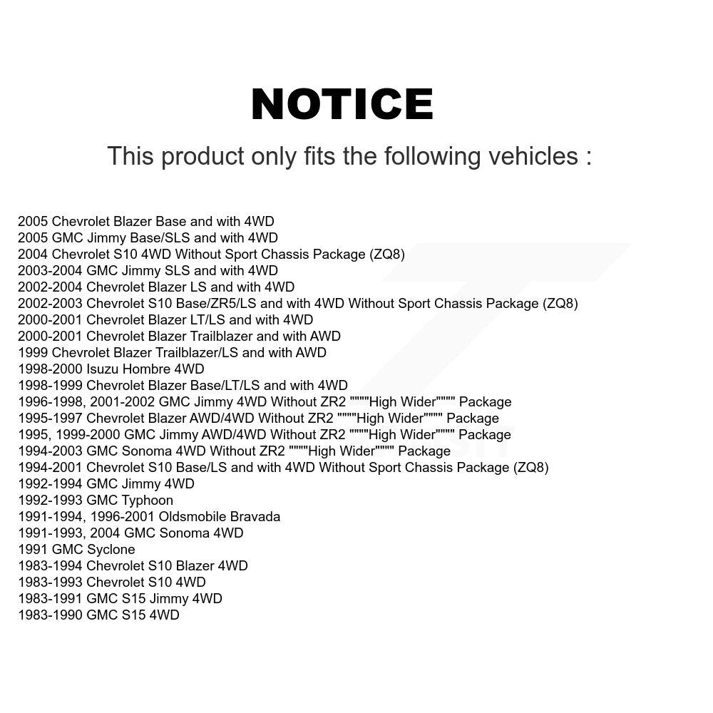 Shock Absorbers Front Rear Kit For Chevrolet GMC S10 Blazer Jimmy Sonoma S15