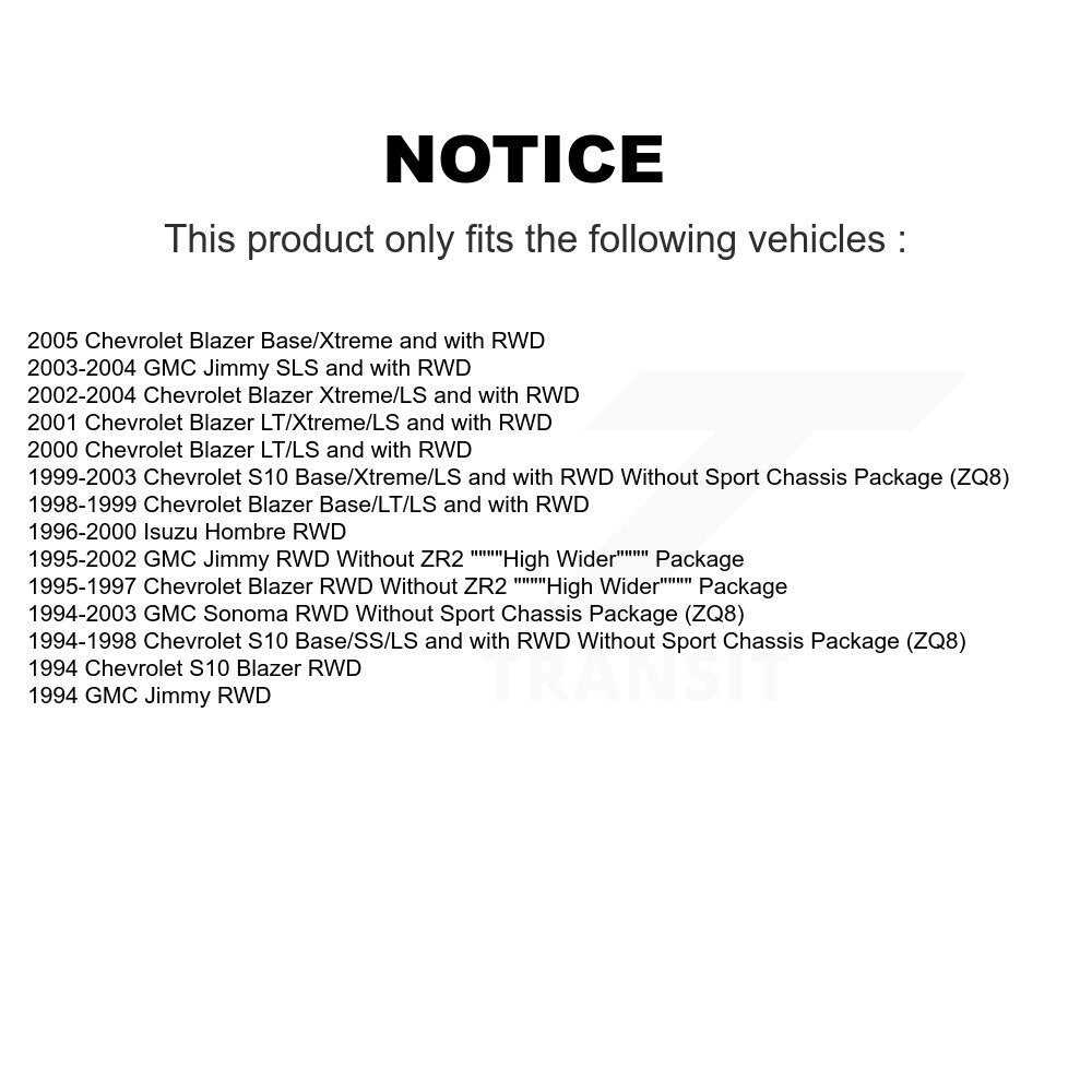 Shock Absorbers Front Rear Kit For Chevrolet GMC S10 Blazer Sonoma Jimmy Isuzu