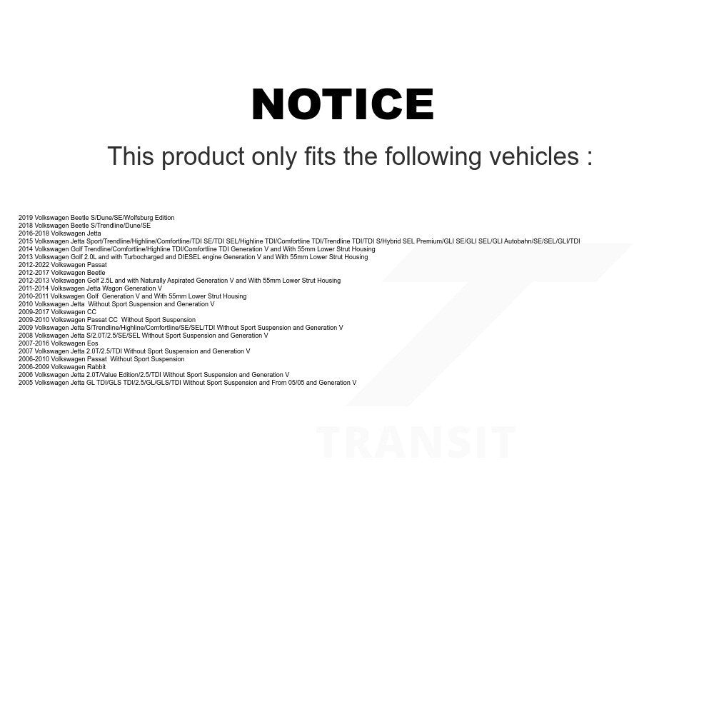 Suspension Struts Front Pair For Volkswagen Jetta Passat Golf Beetle Rabbit Eos