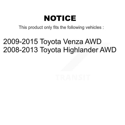 Suspension Struts Rear Kit For Toyota Venza Highlander AWD