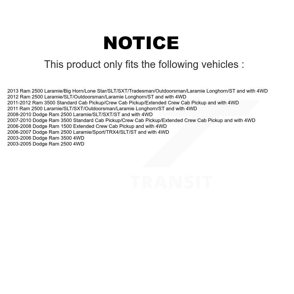 Suspension Shock Absorbers Front Pair For Dodge Ram 3500 2500 1500