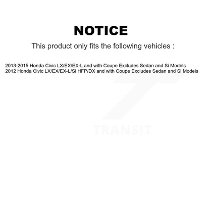 Complete Strut & Coil Spring Front Kit For Honda Civic Excludes Sedan Si Models