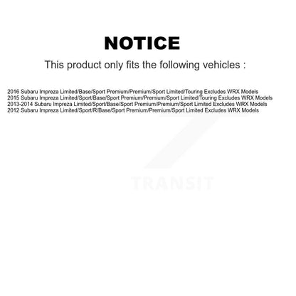 Complete Strut And Coil Spring Front Kit For Subaru Impreza Excludes WRX Models