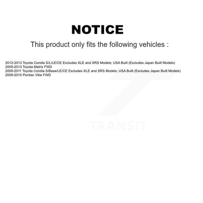Complete Strut Coil Spring Front Rear Kit For Toyota Corolla Matrix Pontiac Vibe