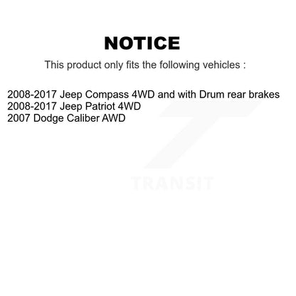 Coated Brake Drum Shoe Hardware & Hub Bearing Rear Kit For Jeep Patriot Compass